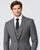 Costume trois-pièces gris — portrait et revers