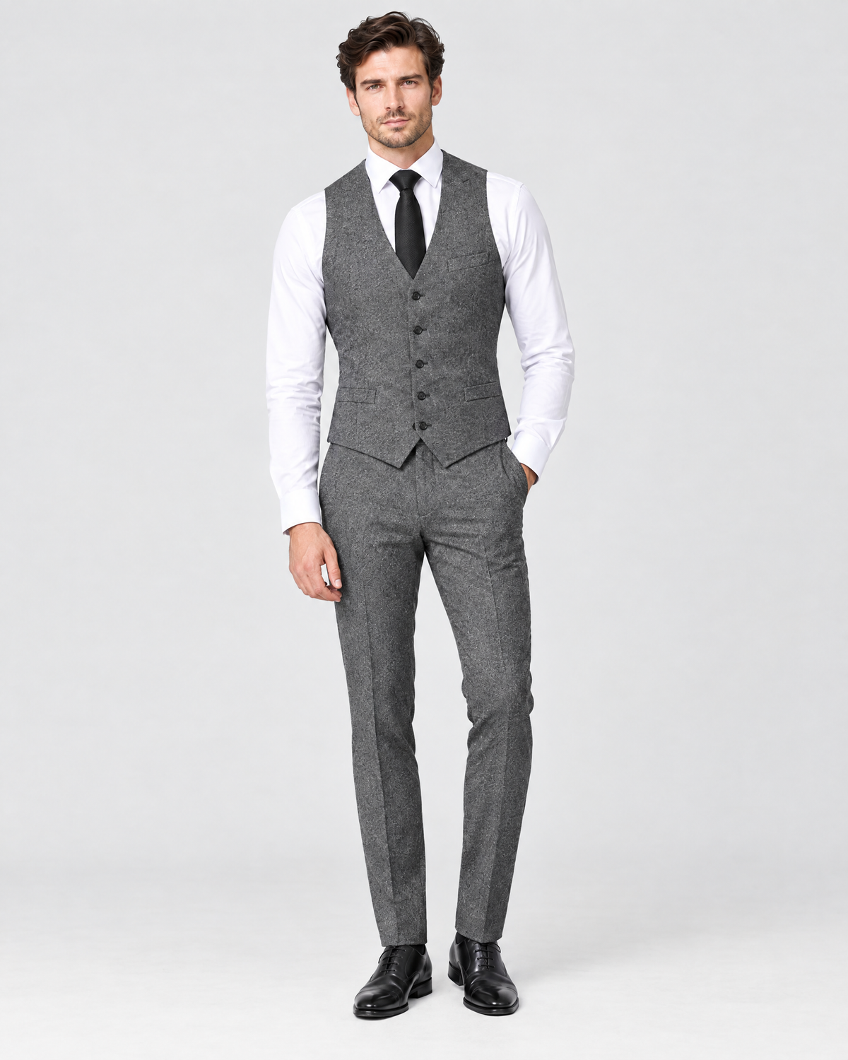 Gilet et pantalon gris assortis