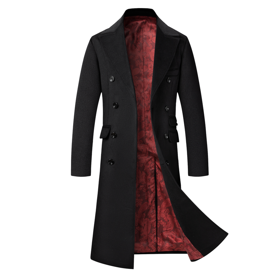 The Langford Long — Manteau à doublure rouge